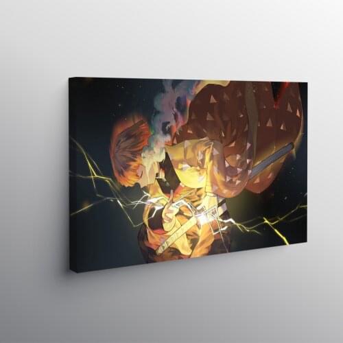 Demon Slayer Zenitsu Agatsuma Poster Wooden Frame Canvas Wall Art Decoration Prints Dorm Living Room Home Framed Decor Painting