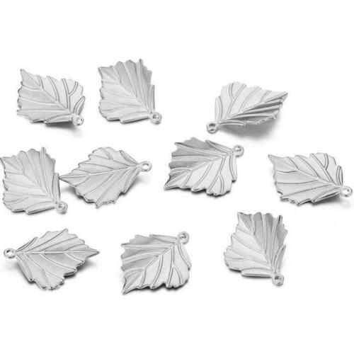 10pcs Gold Tone Stainless Steel 23.5x17mm Charm Leaf Pendants Accessories For DIY Jewelry Bracelet Necklace Making Findings