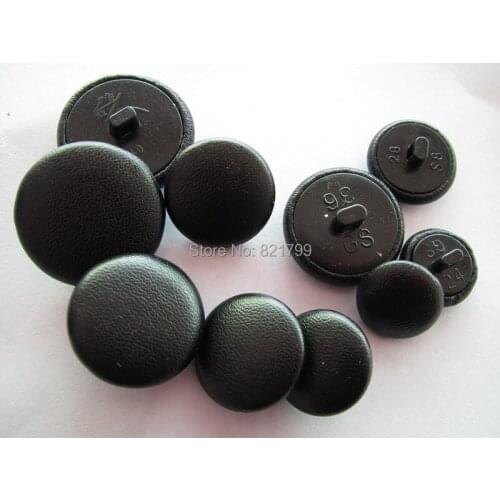 48L fabric covered button black color plastic shank fashion Imitation Leather covered shank button for cloth 300pcs