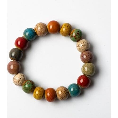 Colorful Ceramic beads bracelets hand made DIY Artware Retro bracelet Jewelery wholesale #FY361