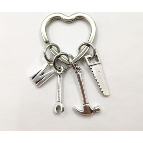 Handyman Keychain Woodworker Gift A-Z Initial Keychain Mechanic gift Saw Keychain Wrench Keychain Hammer Keyring
