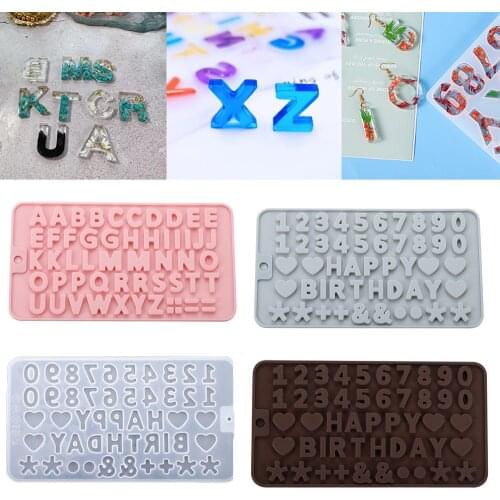 Letter Mold Alphabet Number Epoxy Resin Mold Crystal Pendant Earring Silicone Molds Homemade For DIY Jewelry Making Accessories