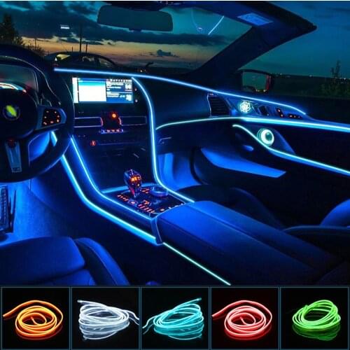 1M/2M/3M/5M Car Interior Lighting LED Strip Decoration Garland Wire Rope Tube Line flexible Neon Light With Cigarette Drive