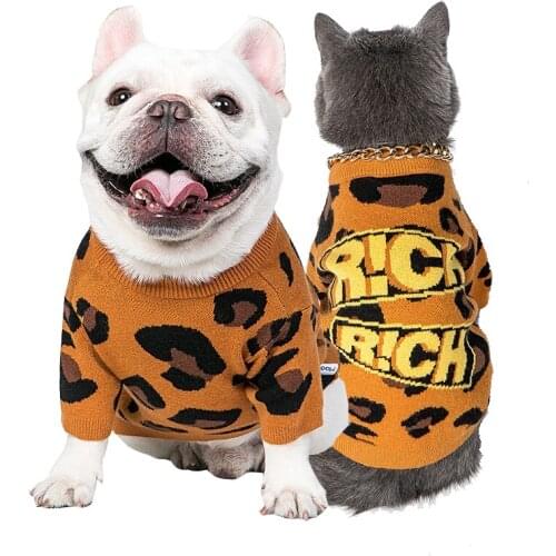 Dog sweater chihuahua dog clothes winter pet clothes dog clothes for small dogs cat sweater designer dog clothes Leopard Print
