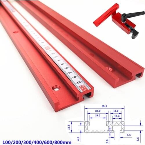 100/800mm Chute Aluminium T-Tracks Model 45 T Slot and Standard Miter Stop Woodworking Tool for Workbench Router Table