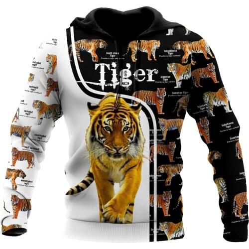 Love Tiger Hoodie 3D All Over Printed Tiger Tattoo Harajuku Fashion Sport Hooded Spring/Autumn Sweatshirt Casual Jacket Pullover