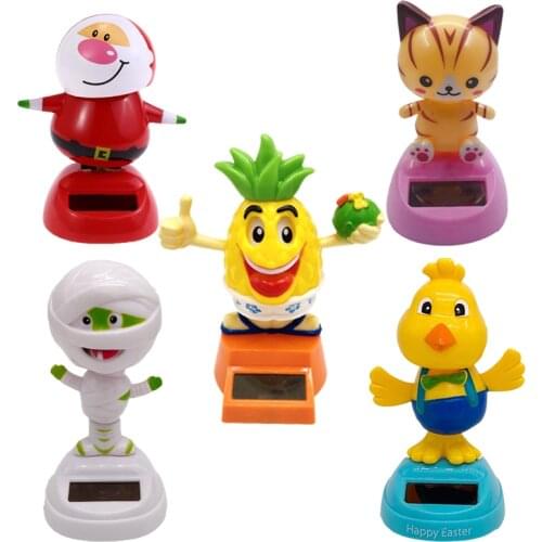 Car Interior Decoration Cute Pineapple Shaking Head Doll Solar Powered Dancing Animal Dancer Funny Kids Gift Relieve Eye Strain