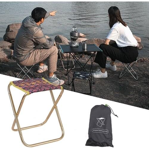 Ultra-light Aluminum Alloy Outdoor Portable Folding Stool Foldable Fishing Camping Chair Picnic BBQ Beach Seat Storage Bag