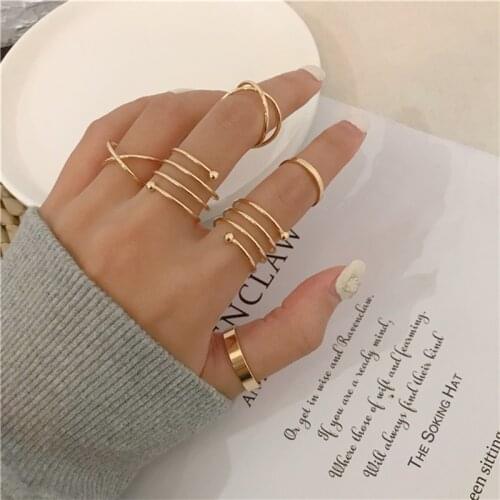 Joint ring female fashion personality light luxury six-piece set of niche design cold wind contracted ring tail quit tide