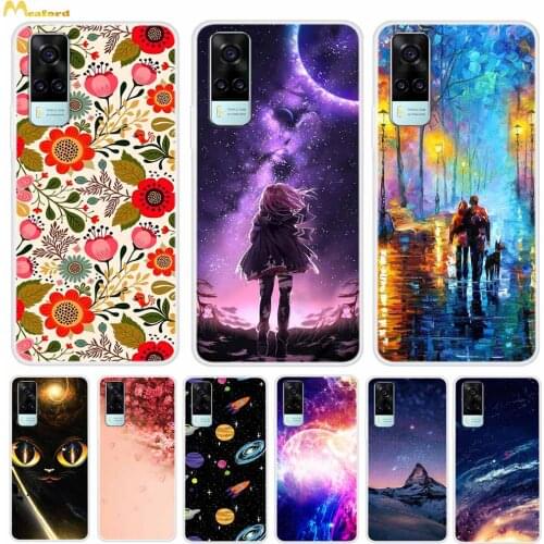 VivoY31 For Vivo Y31 2021 Case Silicone Back Cover Coque Vivo Y31 128GB Y 31 Y312021 Phone Case Clear TPU Paint Star Space 6.58"