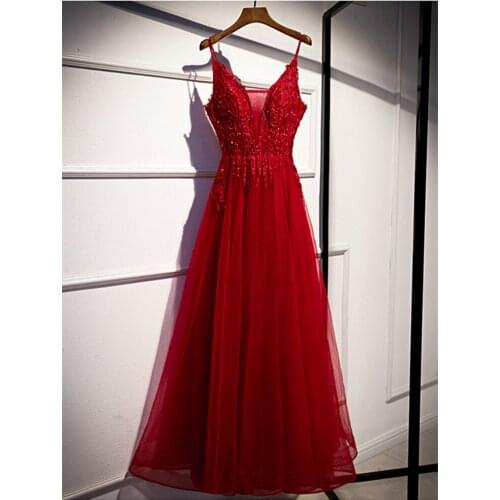 Vestido High Quality Burgundy Evening Dress Formal Gowns New Fashion A-line Evening Dresses Long Dress 2020 Vestido De Festa