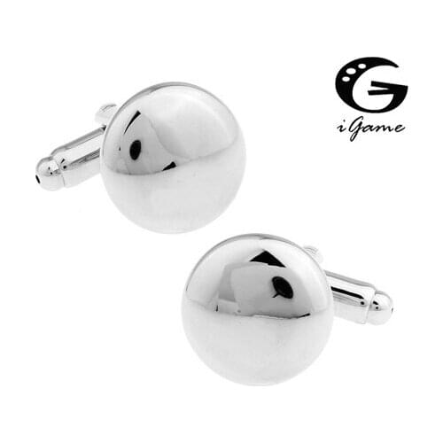 IGame Men Gift Engravable Cufflinks Novelty Round Design Silver Color Copper Material Free Shipping