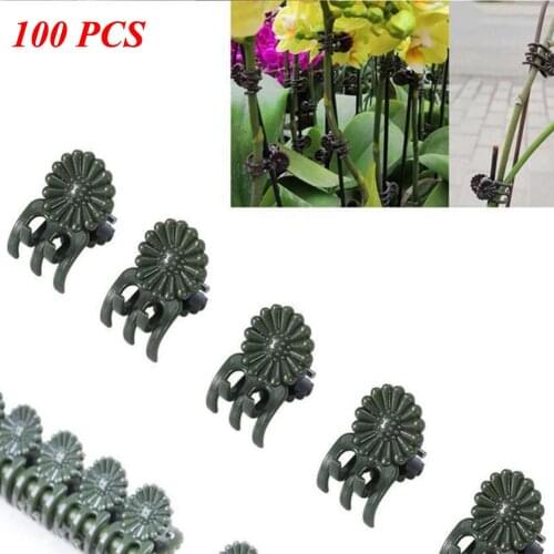 100 PCS Plant Support Clips Garden Clips Flower Orchid Stem Clips for Vine Clips Reusable Protection Grafting Dark Green