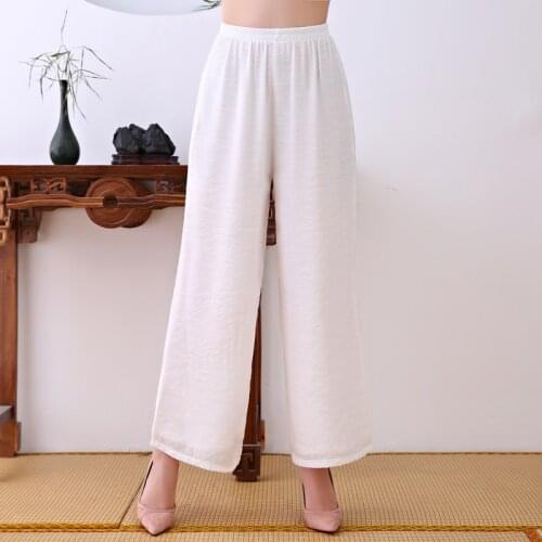 Women Pants Elastic waist Harem Pants 2021 Summer New Arrival Cotton Linen Pants Loose Casual Vintage Pants V1975