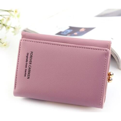 Wallet Women 2020 Lady Short Women Wallets Black Red Color Mini Money Purses Small Fold PU Leather Female Coin Purse Card Holder