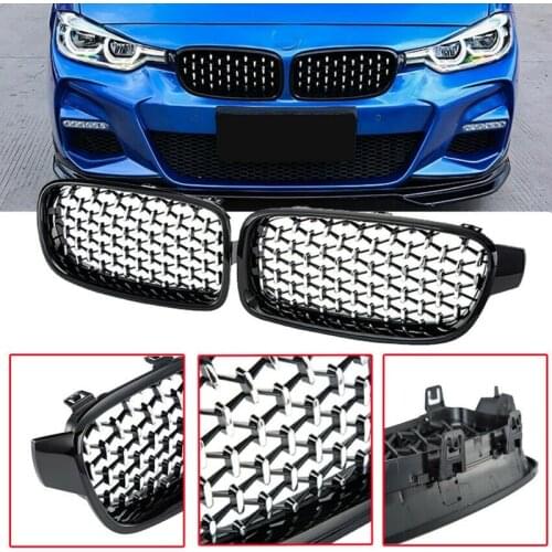 1Pair Car Mesh Front Bumper Kidney Grille Grill Fit For-BMW F30/31 2012-2017 51137260497 51137260498