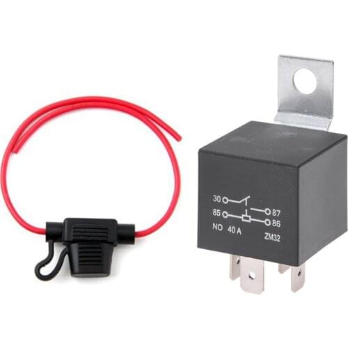 1Pcs 14AWG Wire In-Line Car Automotive Blade Fuse Holder Fuseholder 20A & 1Pcs Repeater Relay 4 Pins 12V 40A