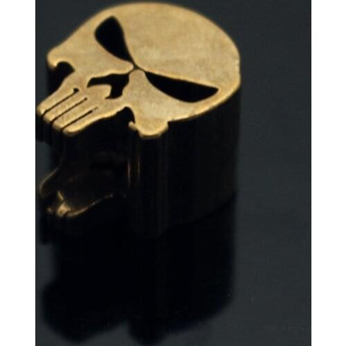 1PC Punisher Skull Brass Retro Brass Copper Oxide EDC Paracord Beads Umbrella Rope Cord Lanyard Pendants Knife Beads Outdoor
