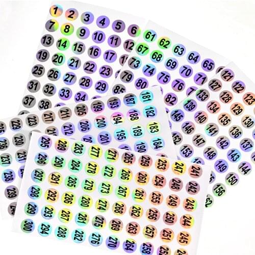 10pcs/lot 1-300 Number Waterproof Laser Label Sticker For DIY Craft Self Adhesive Nail Polish Lipstick Color Number Tags Sticker