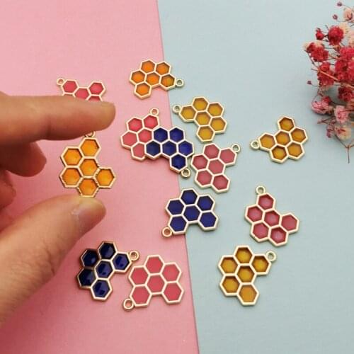10 Pieces Brass honeycomb charm for Necklace, Bracelet Earrings Keychain DIY Making Supplies Mini Honeycomb Pendant Charm SW20F