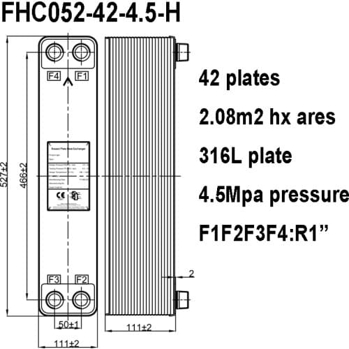 15kw 316L Stainless Steel Brazed Plate Heat Exchanger Condenser for Heat Pump Air Water