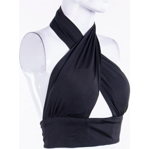 2020 Summer Women Tank Top Balck Bandage Halter Crop Top Vest Casual Sexy Club Ladies Female Short Shirts Tops Streetwear