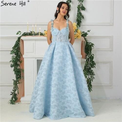 2020 Sexy Strapless Beach Lace Evening Dresses 2020 Sequined Diamond Fashion New Evening Gowns Serene Hill LA6537