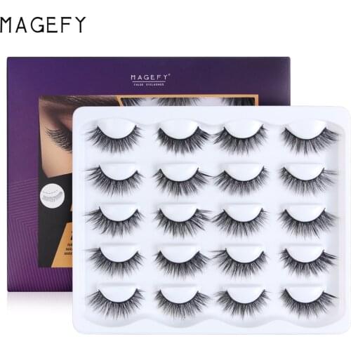 MAGEFY 4/6/7/9/10/13 Pair 3D Faux Mink Eyelashes Natural Long False Eyelashes Dramatic Fake Lashes Makeup Extension Eyelashes