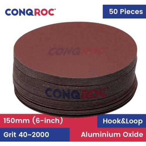 50 Pieces 150mm 6-Inches Sanding Discs Hook Loop Sanding Papers Grit 40~2000 Sandpapers Woodworking Abrasive Tools