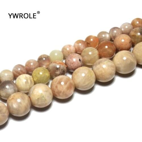 6/8/10 mm Natural Sunstone Semi-precious Round Stone Beads For Jewelry Making DIY Bracelet Necklace Material Strand 15