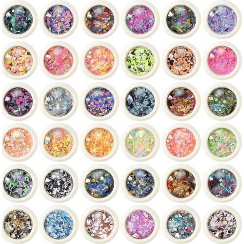 CHNRMJL 6jars/set Round Holographic Nail Art Glitter Sequins Mixed Size Confetti Paillette Tips UV Gel Nails Polish Decorations