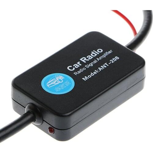 New 12V 25dB Car FM Radio Antenna Amplifier Booster with Indicator Model ANT-208