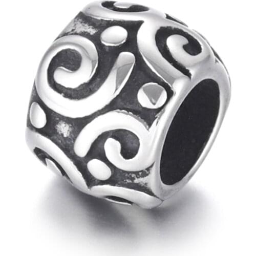 316L Stainless Steel Drum Bead Polished 5.5mm Large Hole Metal Beads Charms for DIY Bracelet Jewelry Making Accessories
