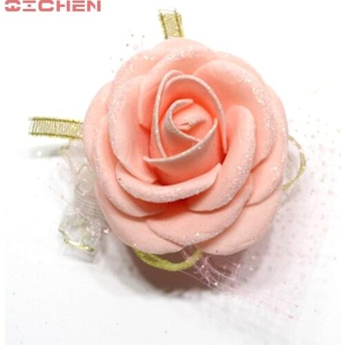 Free Shipping 2017 New Arrival 7 Colors Bride Groom Wedding Corsages and Boutonnieres Rose Wrist Flower