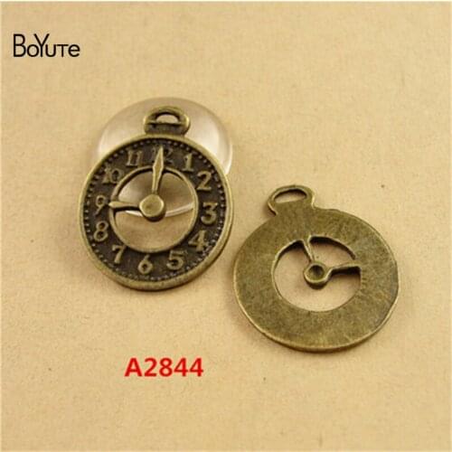 BoYuTe (40 Pieces /lot) 25*20MM Antique Bronze Plated Zinc Alloy Vintage Clock Charms Pendants Handmade Diy Jewelry Accessories