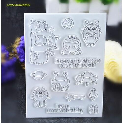 Birthday Monsters Transparent Clear Silicone Stamp/Seal for DIY scrapbooking/photo album Decorative clear stamp