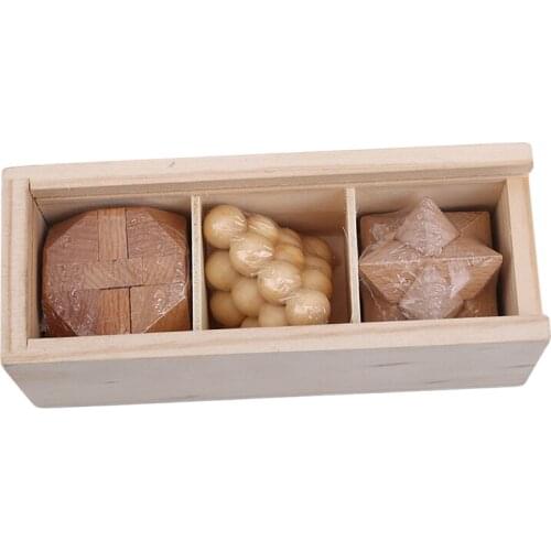 Children Wooden Toys Luban Lock Puzzle Jupiter Pyramid Intelligent Toys With Wood Box Puzzle Lock Toy