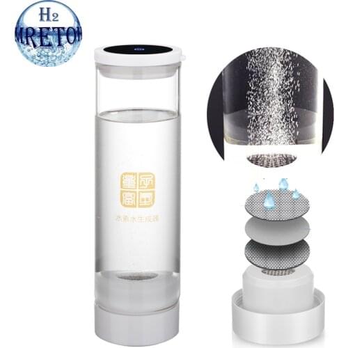 Japanese Craft Titanium H2 Electrolysis Ionizer Rich Hydrogen Water Generator Bottle ORP Alkaline Maker 600ML Glass Drinking Cup
