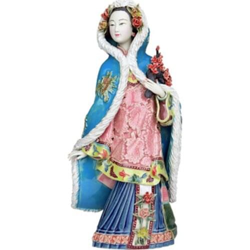 Chinese Style Exquisite Master Handicraft Ceramic Beauty Statues Crafts Ancient Beautiful Ladies Sculptures Home decor A1159