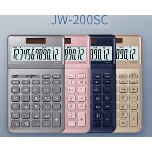 JW-200SC Calculator Light Luxury Fashion Financial Office Accounting 12-bit Solar Energy Business Electronic Calculator