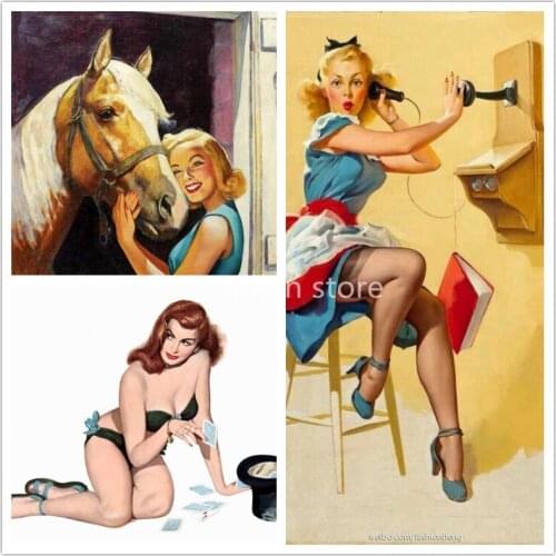 DIY Diamond Painting Retro Poster Girl 5D Diamond Embroidery Full Square/Round Mosaic Picture of Rhinestones Cross Stitch Crafts