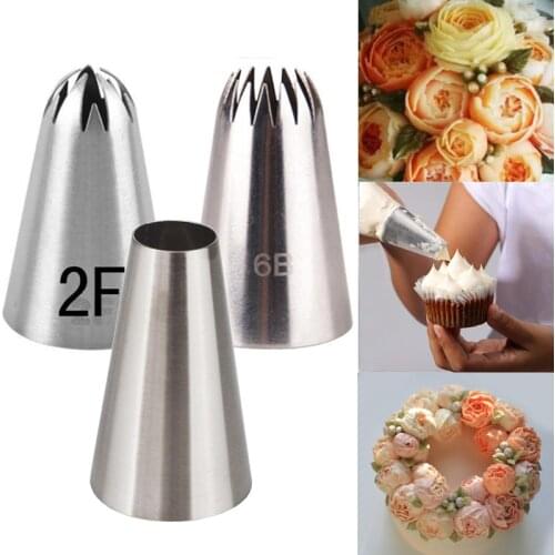 3 Pcs/Set Icing Piping Pastry Nozzle Tips Coupler Cream Cake Decorating Stainless Steel Nozzles DIY Cupcake Baking Tools 2F 6B