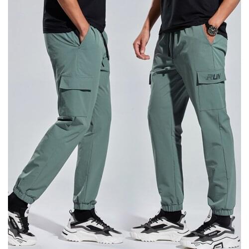 Summer Thin Quick dry breathable loose Men Running Pants Soccer basketball Training Trousers Fitness Gym Workout Sport Pants