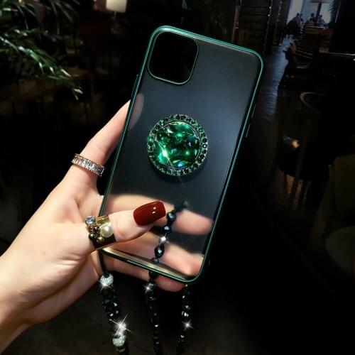 Frosted Stand with Rhinestones Teether Phone Case for iPhone 11 Pro X XR XS Max Silicone Phone Case Iphone12 7 8 6S Plus