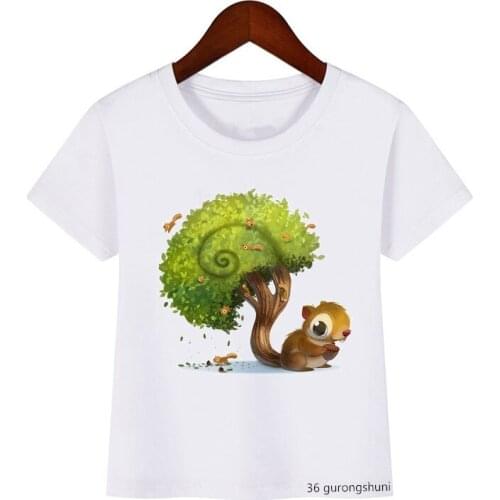 Kawaii Vogue New Children Clothing T-shirt Kitten Fishing Cartoon Print Boys T Shirt Summer Tops White Girls T Shirts Clothing