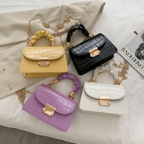 Youth Ladies Simple Versatile Bag Portable Women Pleated Handle Handbag Tote PU Lady Pure Color Chain Shoulder Bag