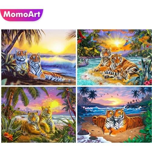 MomoArt New Arrival 5D DIY Diamond Painting Tiger Craft Kit Diamond Embroidery Animal Cross Stitch Seaside Home Decorations