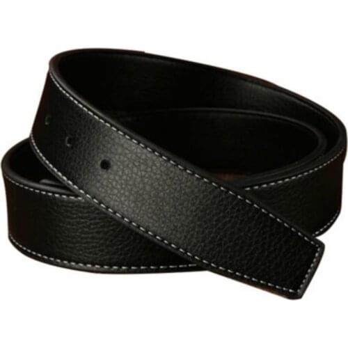 2021 New Men Leather Belt shape Smooth Buckle Body Blue Brown Orange White Black Men Without Buckle Strap Automatic Belt