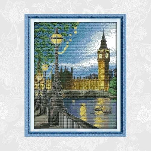 London bell tower Patterns Cross-stitch Printed Canvas DIY Handwrok Cross Stitch Kits DMC Counted Embroidery Needlework