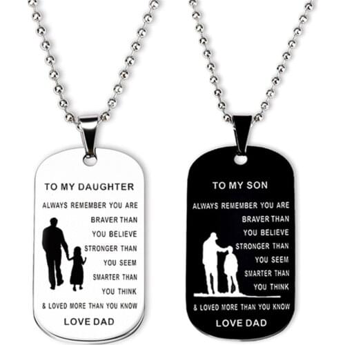Dog Tags Pendant Necklace Keychain Family Jewelry To My Son Daughter We Love You Love Dad Mom Necklace Military Army Cards
